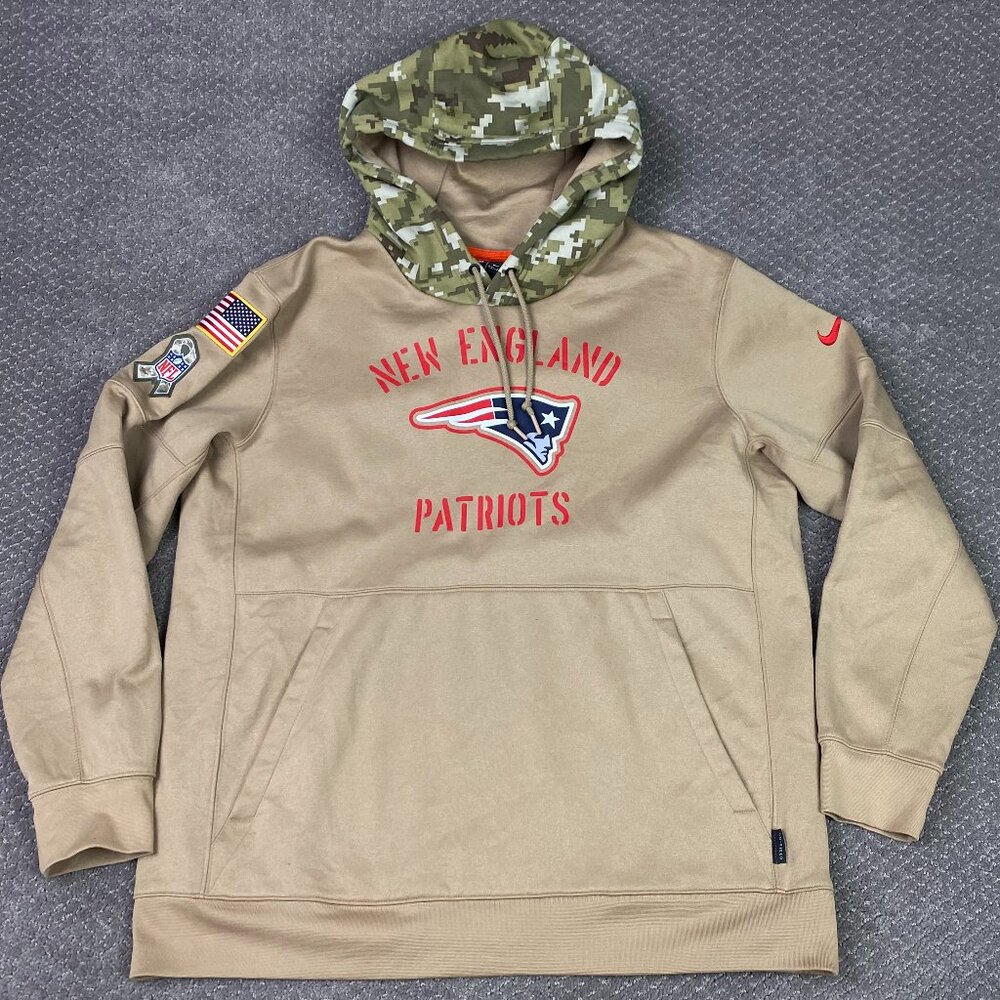 Nike On Field Salute To Service New England Patriots Hoodie Men's XL AT6653-297